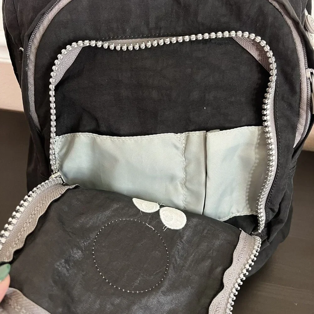 Kipling Hiker Expandable Backpack -Black Mint‎ Trim